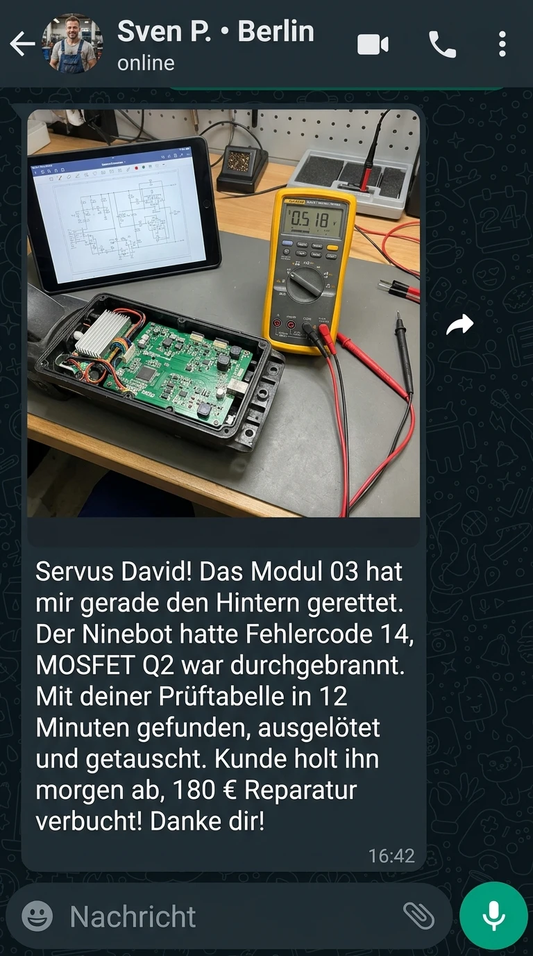 WhatsApp Chat Sven P. Berlin - Ninebot MOSFET Reparatur