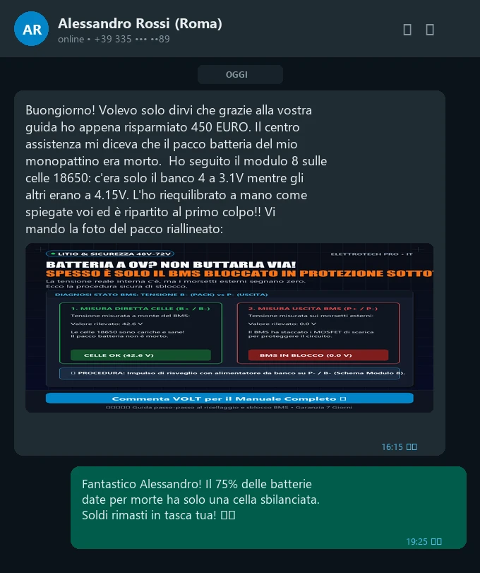 Chat WhatsApp Alessandro - Risparmio Batteria 450€